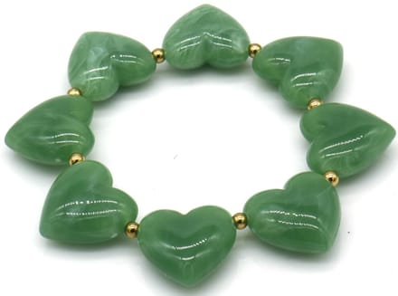 RVS hartjes armband – elastisch – groen – dames – valentijn – cadeau