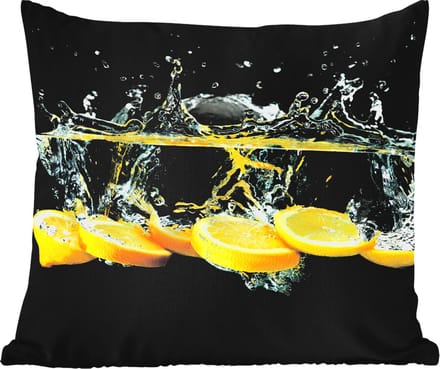 Tuinkussen - Citroen - Fruit - Geel - Stilleven - Water - 40x40 cm - Weerbestendig