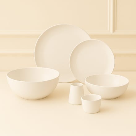 Mevaz Smile 27-delige Serviesset – 6 Persoons – Modern & Elegant – Glanzend Wit – Porselein