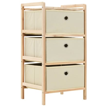 vidaXL - Opbergmeubel - met - 3 - stoffen - manden - cederhout - beige