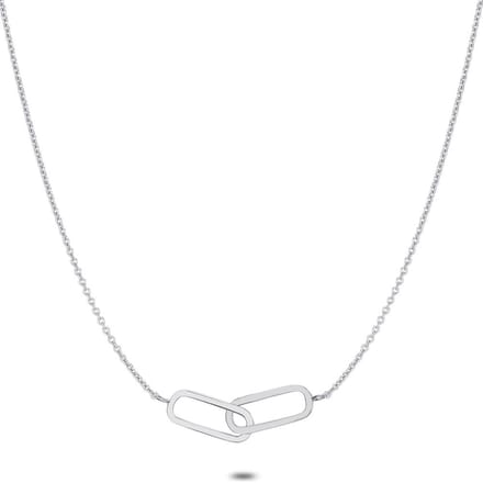 Twice As Nice Halsketting in zilver, 2 ovale schakels 40cm+5cm