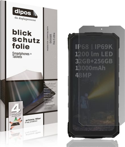 dipos – Matte Privacy Screenprotector geschikt voor DOOGEE Fire 5 Ultra | Anti-Spy Beschermfolie