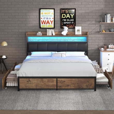 Gestoffeerd Tweepersoonsbed 160x200 cm met Opbergruimte en Lattenbodem