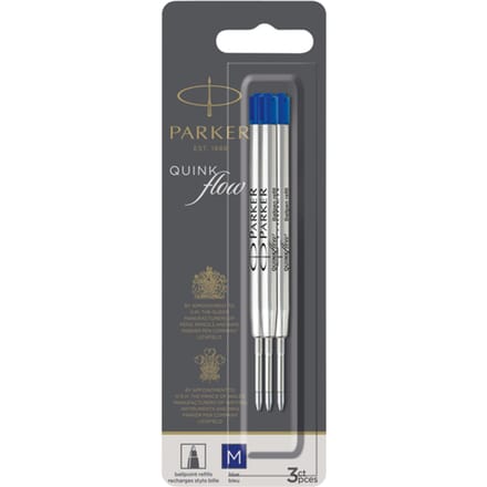 Parker Ballpoint Pen Refills | Medium Point | Blue QUINKflow Ink | 3 Count