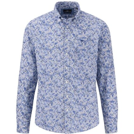Fynch-Hatton Overhemd Stripe Floral Pattern Strong Blue / male