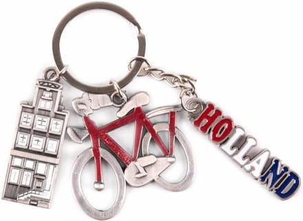 Sleutelhanger Bedels Molen/rode Fiets Holland - Souvenir