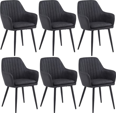 Colenis® - Lavinia Eetkamerstoel - Set Van 6 - Antraciet - Microfiber - Industrieel