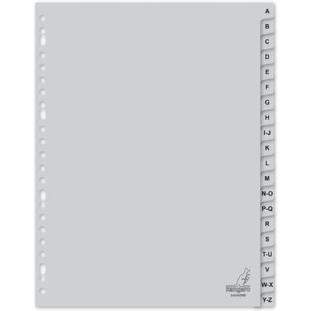 Kangaro tabbladen - A4 - PP 120 micron - grijs - 23-gaats - 20-delig letters A-Z - extra breed