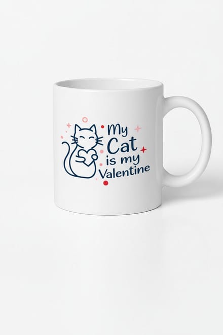 Mijn Kat is mijn Valentijn Mok - Uniek Kattenliefhebber Cadeau Beker
