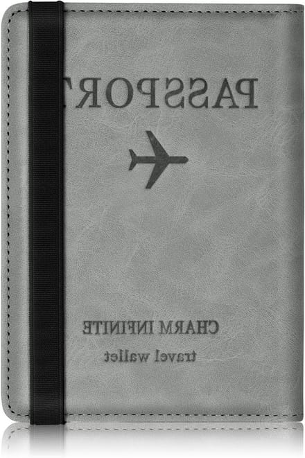 Passport Cover, Lederen Paspoort Houder RFID Blokkerend, Grijs, Reisdocument