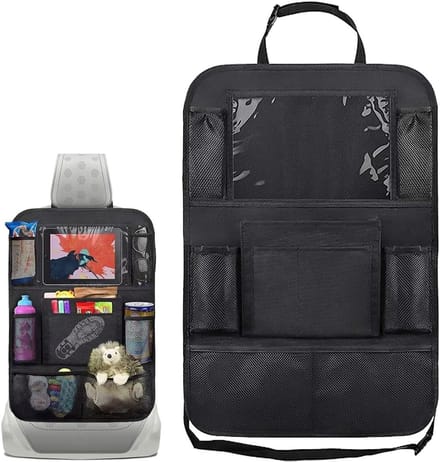 Car Backrest Storage Bag of Oxford Cloth - 10 Pockets Waterproof Multi Pocket Organizer with Tablet Place