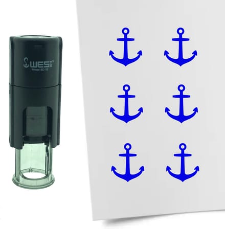 CombiCraft Stempel Anker 10mm rond - blauwe inkt