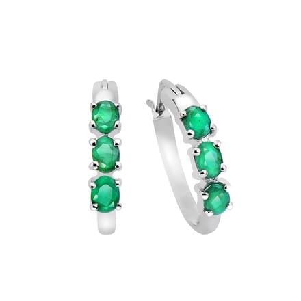 Vira Jewels Ohrringe Silber 925 rhodiniert mit 6 echten Smaragden