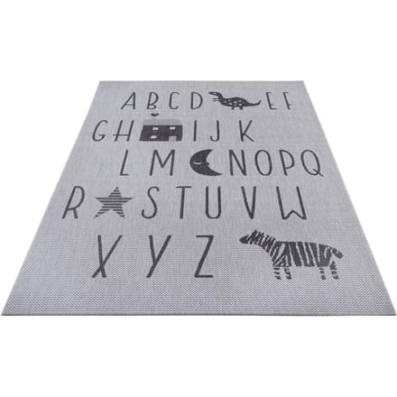 Leva Vloerkleed 120 cm x 170 cm Alfabet Grijs