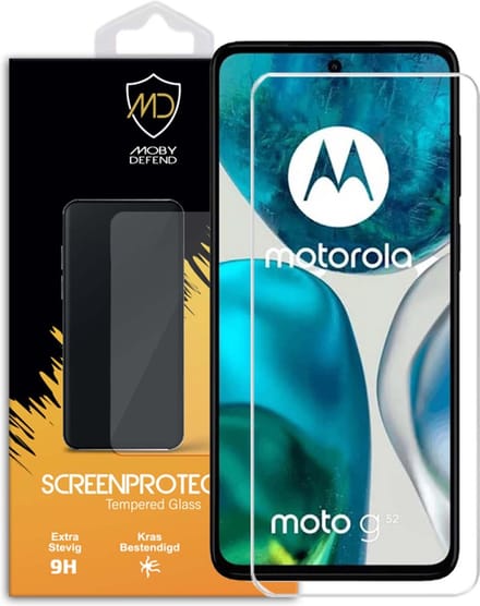 MobyDefend Screenprotector - Geschikt voor Motorola Moto G52 - Case-Friendly Screensaver - Gehard Glas