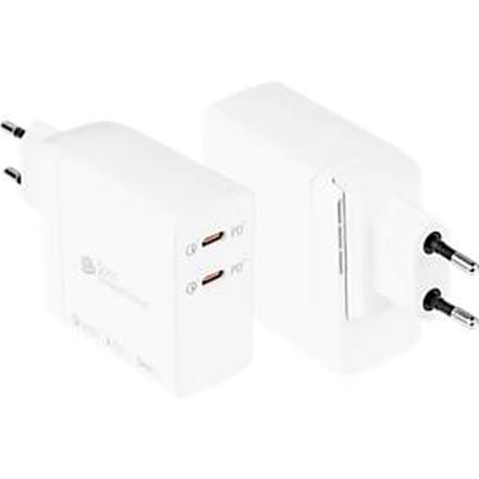 USB snellader Good Connections, met GaN-technologie, 2-poorts met 2 x USB-C, vermogen 140 W, incl. laadkabel, wit