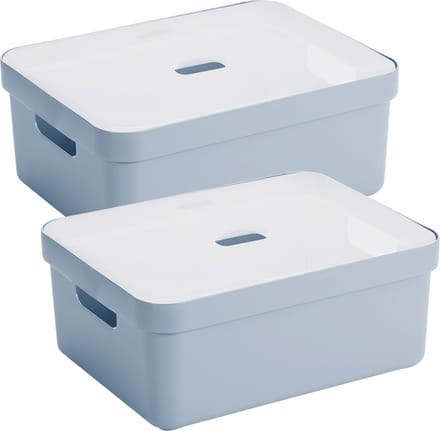 Sunware Sigma Home opbergbox 24L - Set van 2 - Blauw/Transparant