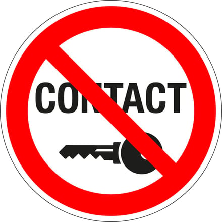 Verboden contact uitzetten sticker 150 mm