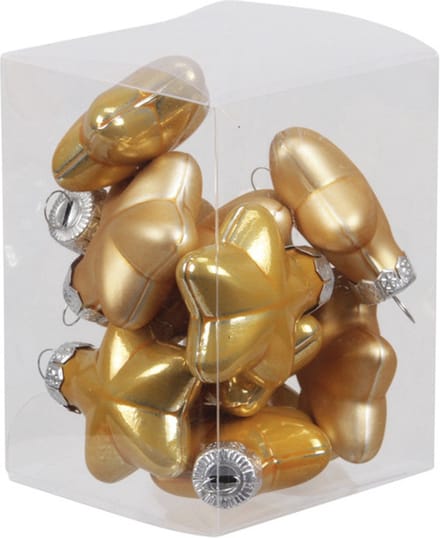 Othmar Decorations Kerstornamenten - sterren - 12x st - saffraan geel - 4 cm - glas - kerstversiering