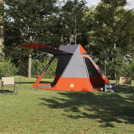 vidaXL - Kamperen - tent - 10-persoons - Grijs - en - Oranje - taft - Waterdicht