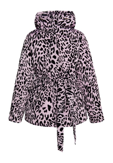 Faina Gewatteerd jasje met luipaardprint Dames Mauve Leeuw