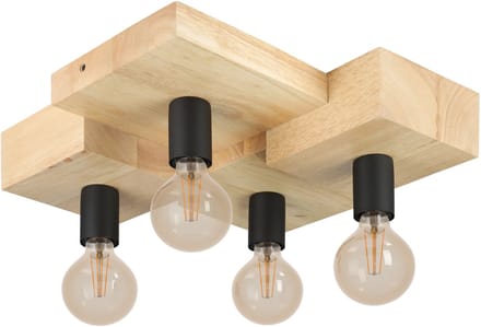 EGLO Halkin Plafondlamp - E27 - 43 cm - Bruin|Zwart - Hout