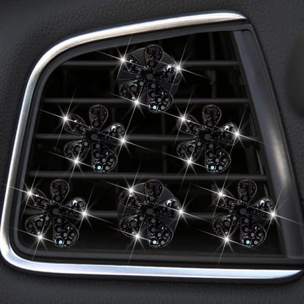 Set van 6 Zwarte Bloem Ventilatierooster Clips Auto Luchtverfrissers