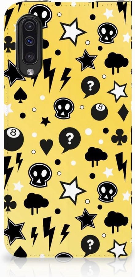 Mobiel BookCase Samsung Galaxy A50 Punk Geel