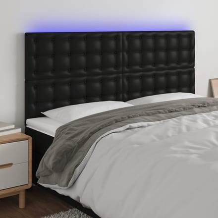 vidaXL - Hoofdbord - LED - 200x5x118/128 - cm - kunstleer - zwart