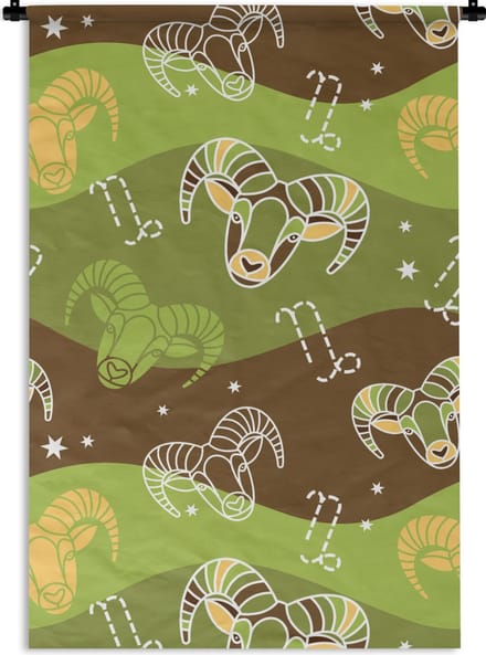 Wandkleed - Wanddoek - Steenbok - Design - Astrologie - 60x90 cm - Wandtapijt