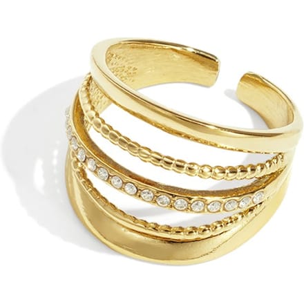 Gelaagde goudkleurige ring met steentjes -one size