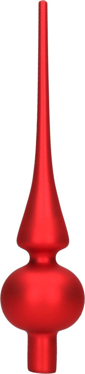 Decoris Kerst piek - rood - 26 cm - glas - mat - kerstboompiek
