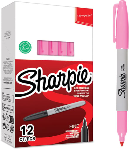 Sharpie permanente markers | Fijne punt | roze inkt | 12 stuks