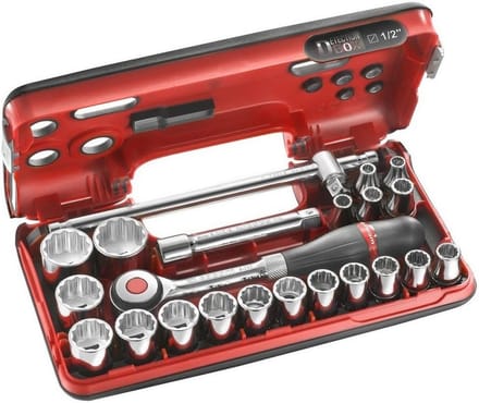 22-delige 1/2 inch Dopsleutelset, 12-kant, Roze - DBOX S.360DBOX412