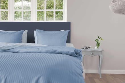 Heckett & Lane Uni Stripe Dekbedovertrek - Litsjumeaux - 260x200/220 cm - Artic Ice