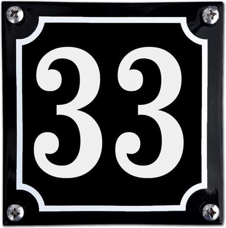 Zwart emaille huisnummer  - 33
