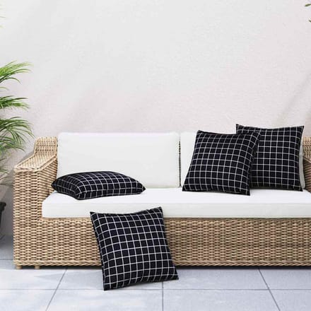 vidaXL - Verspreiding - Kussens - 4 - st - Polyester - stof - Zwart - Ruit - 60 - x - 60 - cm
