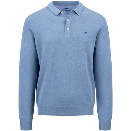 Fynch-Hatton Trui Polo Collar Longsleeve Superfine Cotton Cloud Blue / male