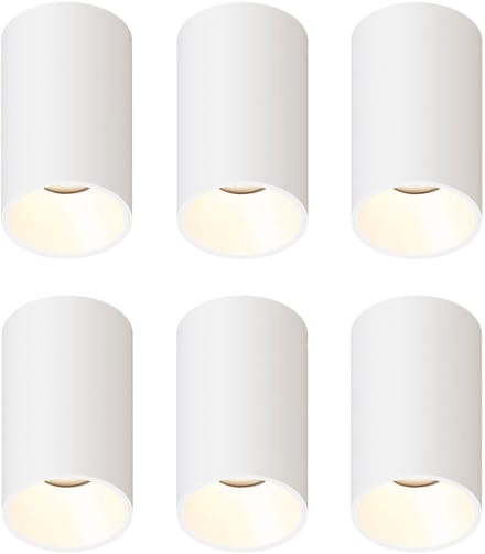 Ledvion – 6x LED Opbouwspot Rond ø80mm – Wit – Dimbaar – GU10 – 2700K – 3W – IP20