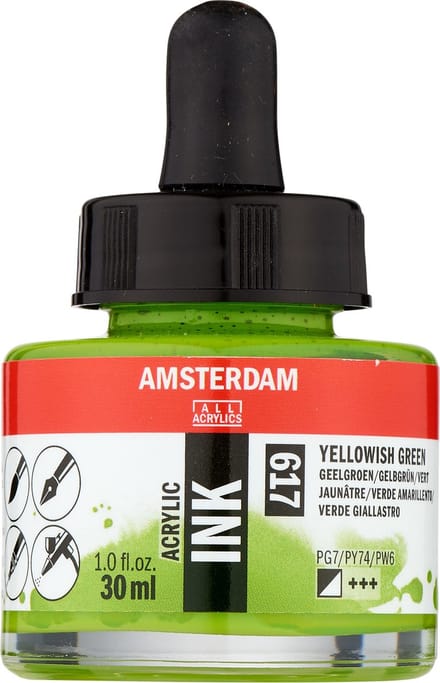 Amsterdam Acrylic Inkt Fles 30 ml Geelgroen 617