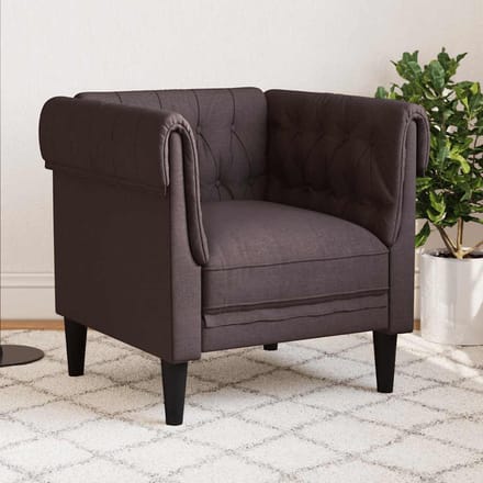 vidaXL - Fauteuil - Chesterfield-stijl - stof - donkerbruin