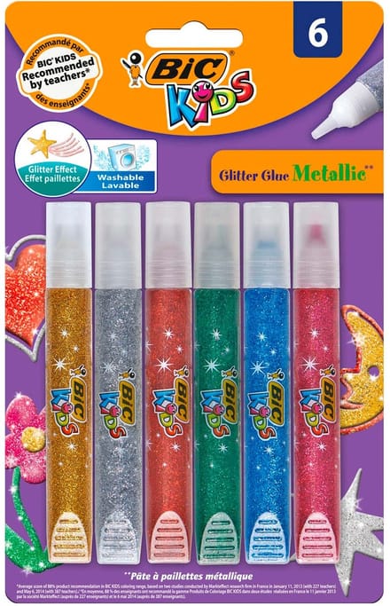 Creatieve activiteiten met 6 glitterstickers BIC