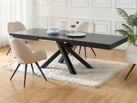 Vente-unique Uitschuifbare eettafel 6 tot 10 personen van MDF en metaal - Zwart - CATONAV