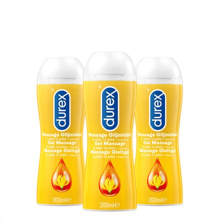 Durex Massage Olie en Glijmiddel 2-in-1 - Sensual met Ylang Ylang - 200ml x3