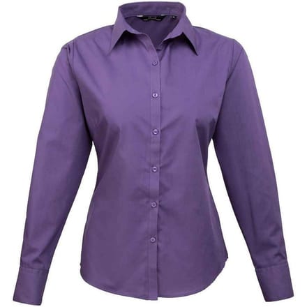 Premier Dames/Dames Popeline Blouse met Lange Mouwen (Paars)