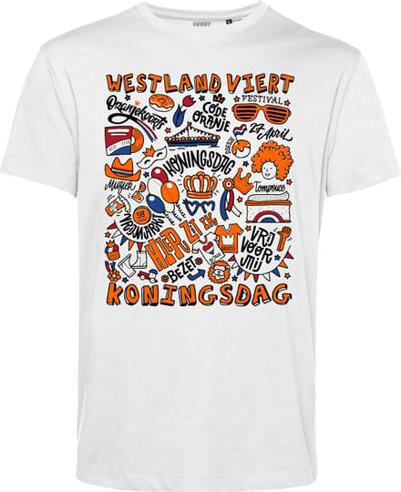 T-shirt Westland Oranjekoorts | Wit | maat M