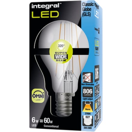 Integral LED lamp filament standaard E27 5.9W 806lm 2700K