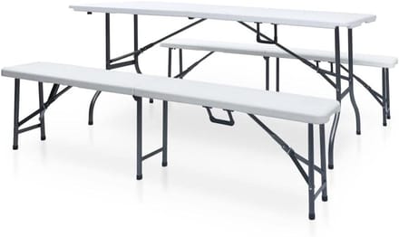 Inklapbare tuintafel - Picknickset buiten - Outdoor evenementen - Stabiel stalen frame - 180 cm lengte - Wit