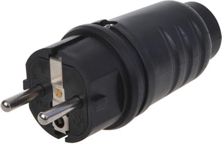 ProPlus Schuko stekker - geaard en slagvast - 230V - IP44 - zwart