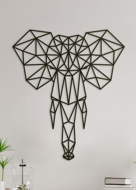 Wanddecoratie Polygon | Olifant - M (34x40cm)